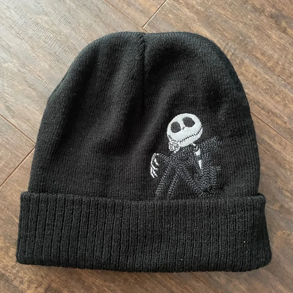 Disney‎ Beanie Unisex OS Black Jack Skellington Nightmare Before Christmas Goth